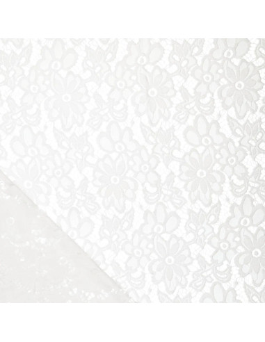 Tecido guipura elástico Bloom - Branco