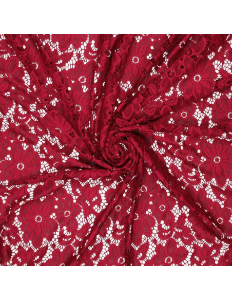 Tecido guipura elástico Bloom - Vermelho