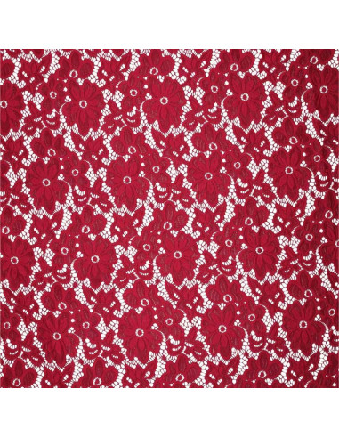 Tecido guipura elástico Bloom - Vermelho
