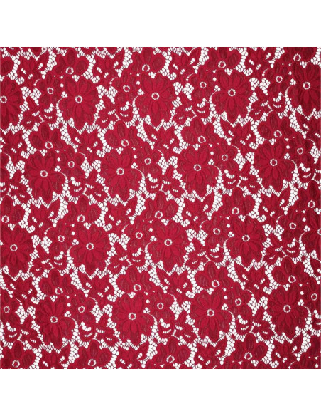 Tecido guipura elástico Bloom - Vermelho