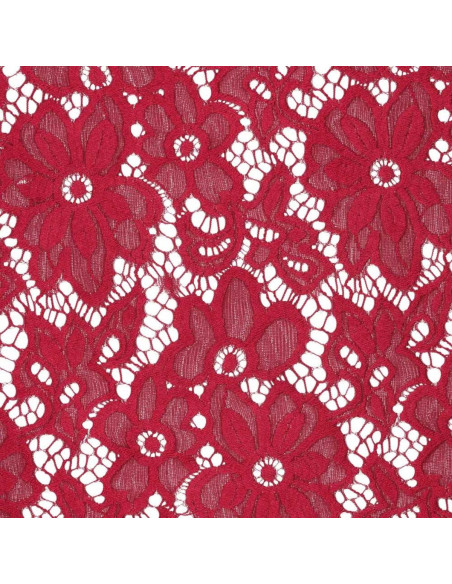 Tecido guipura elástico Bloom - Vermelho