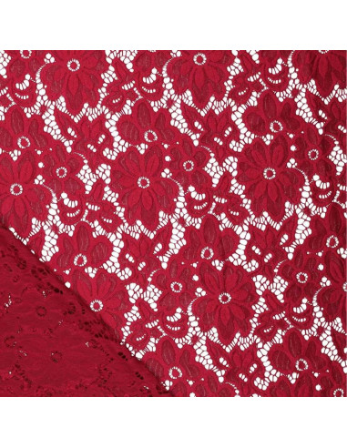 Tecido guipura elástico Bloom - Vermelho