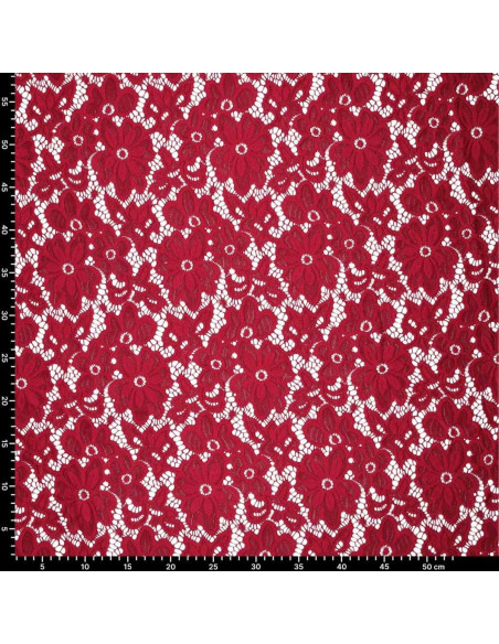 Tecido guipura elástico Bloom - Vermelho