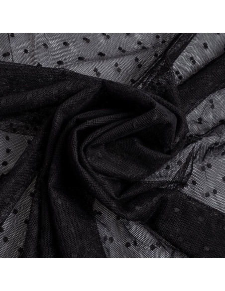 Tule plumetis stretch - Preto