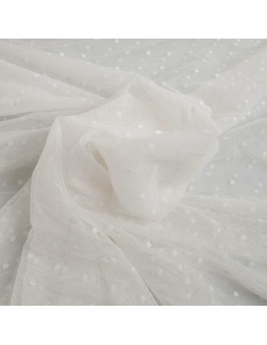 Tule plumetis stretch - Cru