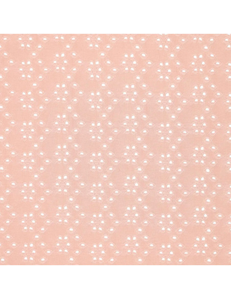 Tecido bordado inglês elástico - Rosa velho