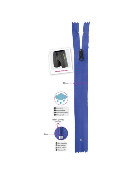 Fecho invisível impermeável 20 cm - Branco