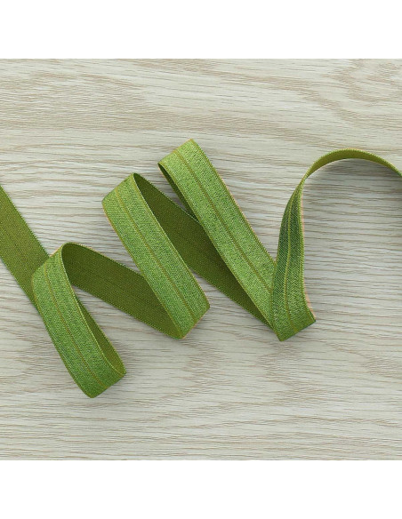 Viés elástico pré-dobrado acetinado 15 mm de largura - Verde militar
