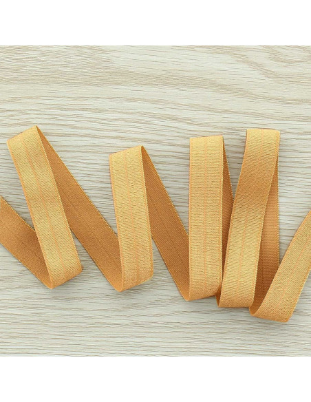 Viés elástico pré-dobrado acetinado 15 mm de largura - Camel