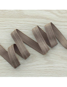 Viés elástico pré-dobrado acetinado 15 mm de largura - Taupe escuro