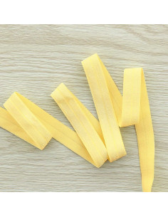 Viés elástico pré-dobrado acetinado 15 mm de largura - Amarelo palha