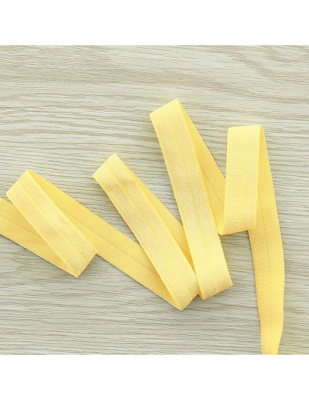 Viés elástico pré-dobrado acetinado 15 mm de largura - Amarelo palha