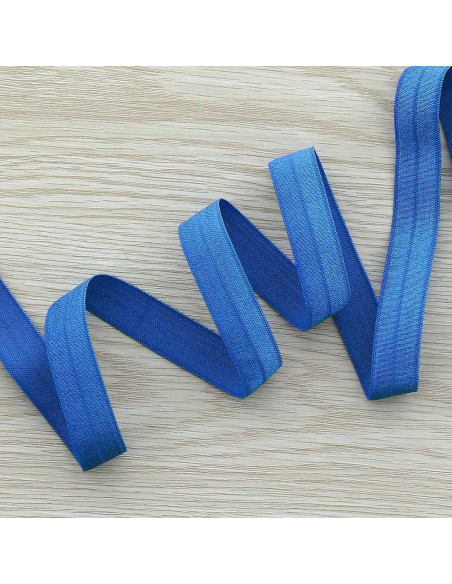 Viés elástico pré-dobrado acetinado 15 mm de largura - Azul cobalto