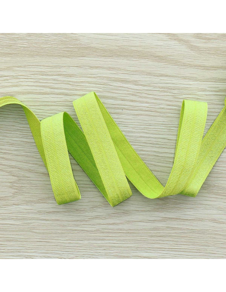 Viés elástico pré-dobrado acetinado 15 mm de largura - Verde anis
