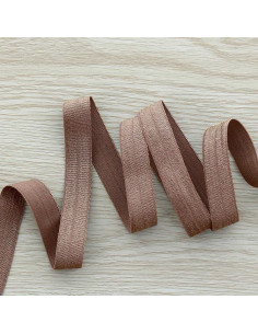 Viés elástico pré-dobrado acetinado 15 mm de largura - Taupe