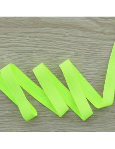 Viés elástico pré-dobrado acetinado 15 mm de largura - Amarelo fluorescente