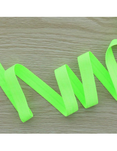 Viés elástico pré-dobrado acetinado 15 mm de largura - Verde fluorescente