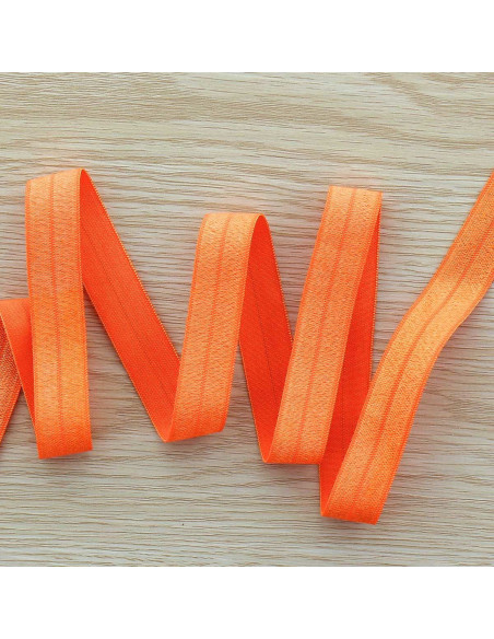 Viés elástico pré-dobrado acetinado 15 mm de largura - Laranja