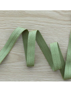 Viés elástico pré-dobrado acetinado 15 mm de largura - Verde sálvia