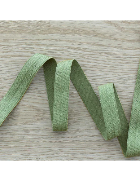 Viés elástico pré-dobrado acetinado 15 mm de largura - Verde sálvia