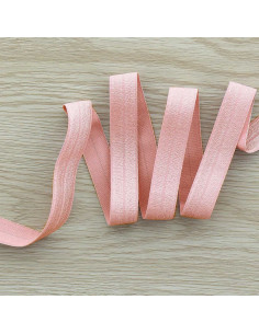 Viés elástico pré-dobrado acetinado 15 mm de largura - Rosa antigo