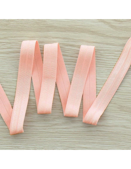Viés elástico pré-dobrado acetinado 15 mm de largura - Rosa bebê