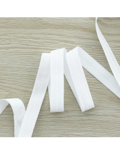 Viés elástico pré-dobrado acetinado 15 mm de largura - Branco