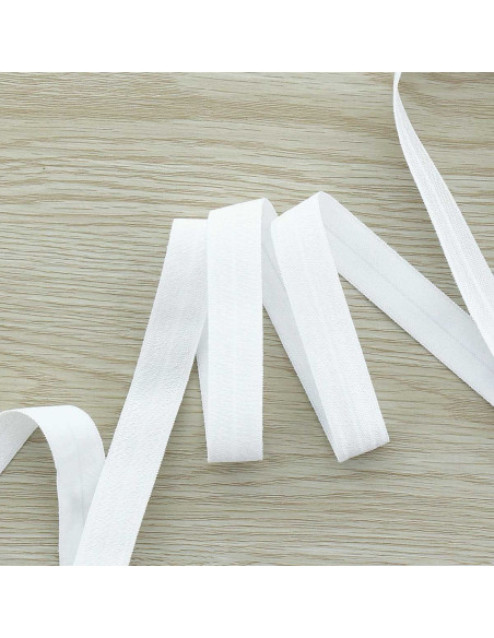 Viés elástico pré-dobrado acetinado 15 mm de largura - Branco