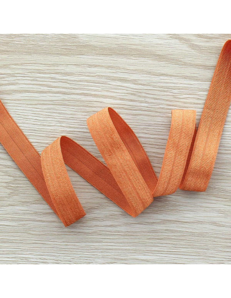 Viés elástico pré-dobrado acetinado 15 mm de largura - Laranja queimado