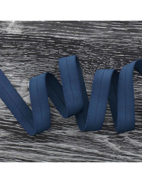 Viés elástico pré-dobrado mate 20 mm de largura - Azul escuro