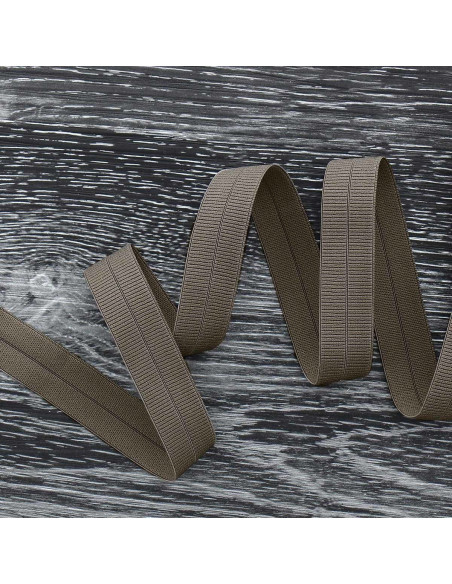 Viés elástico pré-dobrado mate 20 mm de largura - Taupe escuro