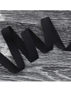 Viés elástico pré-dobrado fosco 20 mm de largura - Preto