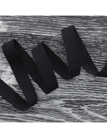 Viés elástico pré-dobrado fosco 20 mm de largura - Preto