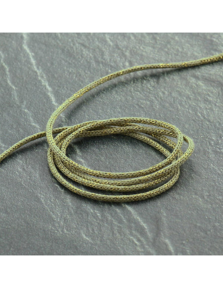 Cordão lurex Saxo 2 mm - Caqui claro e dourado