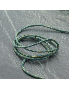 Cordão lurex Saxo 2 mm - Verde sálvia e dourado