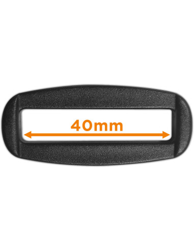 Passante retangular de plástico preto 40 mm