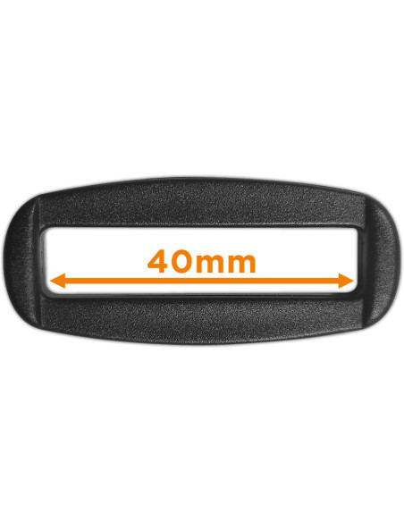 Passante retangular de plástico preto 40 mm