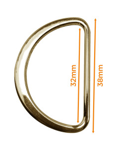 Meia argola plana soldada 32 mm - Ouro amarelo 2