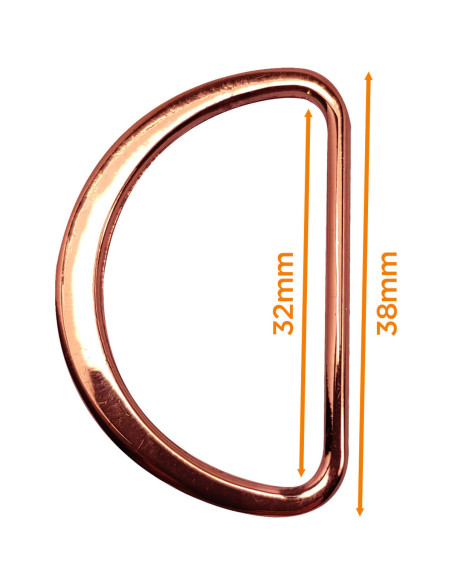 Meia argola plana soldada 32 mm - Ouro rosa