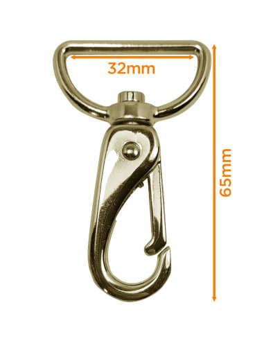 Mosquetão de metal premium - Ouro amarelo 65 x 32 mm