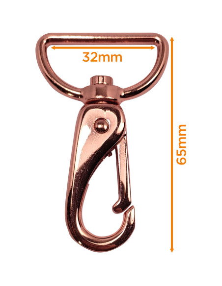 Mosquetão de metal premium - Ouro rosa 65 x 32 mm