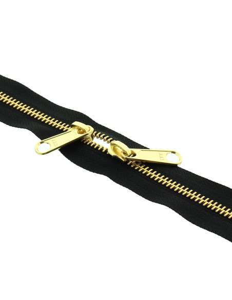 Fecho de metal costas a costas para sacos 40 cm - Preto e dourado