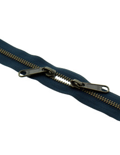 Fecho de metal costas a costas para sacos 40 cm - Marinho e bronze