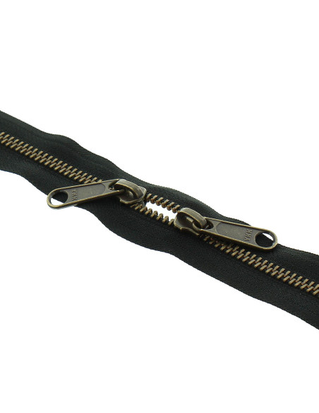 Fecho de metal costas a costas para sacos 40 cm - Preto e bronze