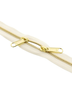 Fecho de metal costas a costas para sacos 40 cm - Cru e dourado
