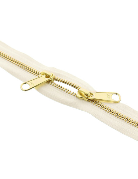 Fecho de metal costas a costas para sacos 40 cm - Cru e dourado