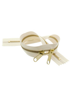 Fecho de metal costas a costas para sacos 40 cm - Cru e dourado 2