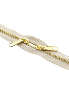 Fecho de metal costas a costas para sacos 40 cm - Bege e dourado
