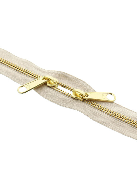 Fecho de metal costas a costas para sacos 40 cm - Bege e dourado
