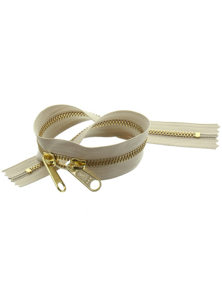 Fecho de metal costas a costas para sacos 40 cm - Bege e dourado